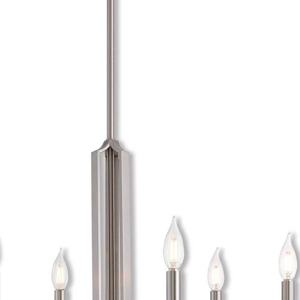Nickel Six Light Metal Dimmable Chandelier With Shades HomeRoots