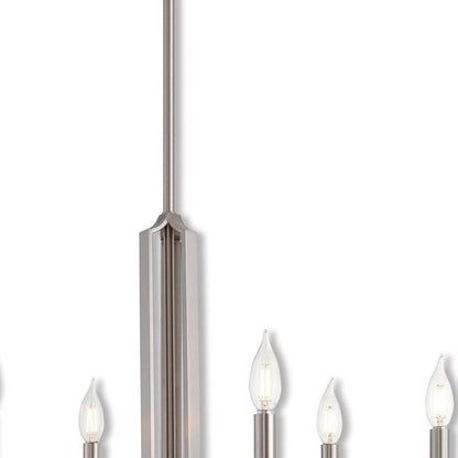 Nickel Six Light Metal Dimmable Chandelier With Shades HomeRoots