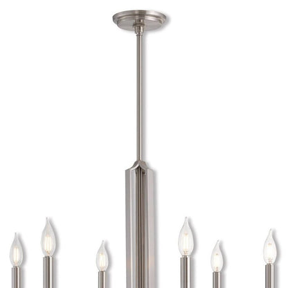 Nickel Six Light Metal Dimmable Chandelier With Shades HomeRoots