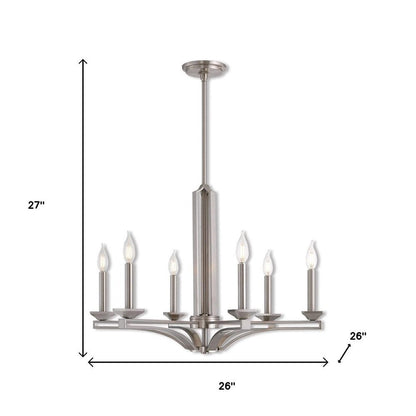 Nickel Six Light Metal Dimmable Chandelier With Shades HomeRoots