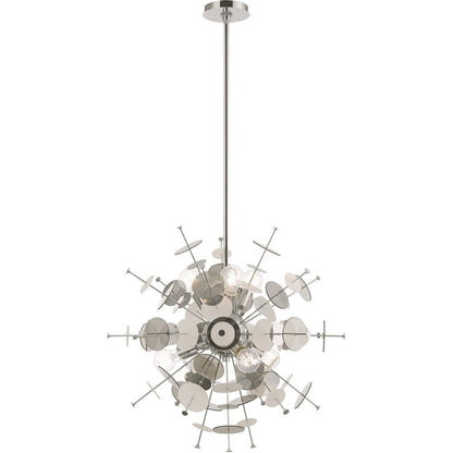 Silver Six Light Metal Dimmable Chandelier With Shades HomeRoots