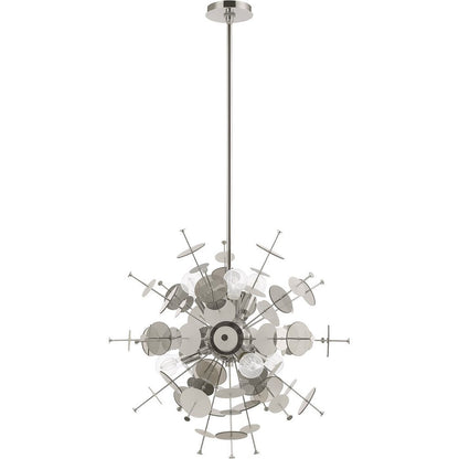 Silver Six Light Metal Dimmable Chandelier With Shades HomeRoots