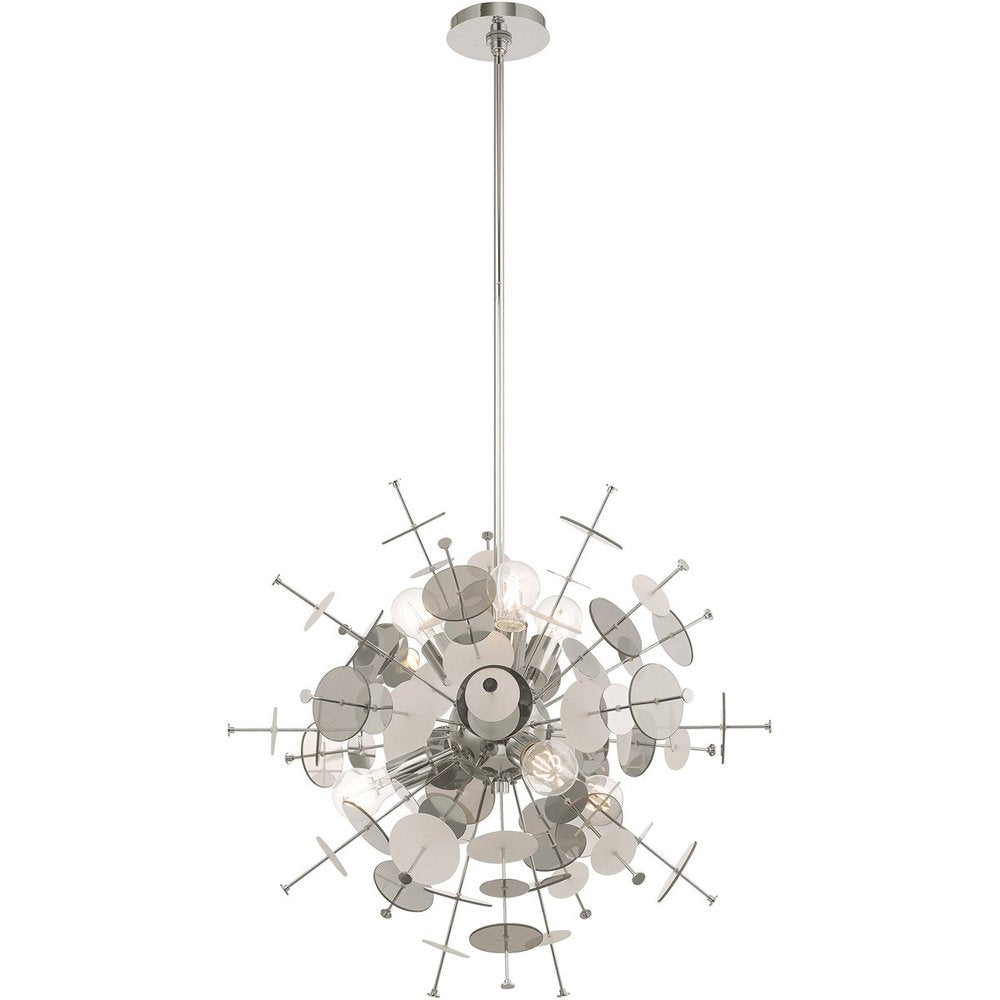 Silver Six Light Metal Dimmable Chandelier With Shades HomeRoots