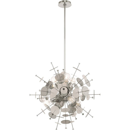 Silver Six Light Metal Dimmable Chandelier With Shades HomeRoots