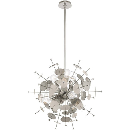 Silver Six Light Metal Dimmable Chandelier With Shades HomeRoots