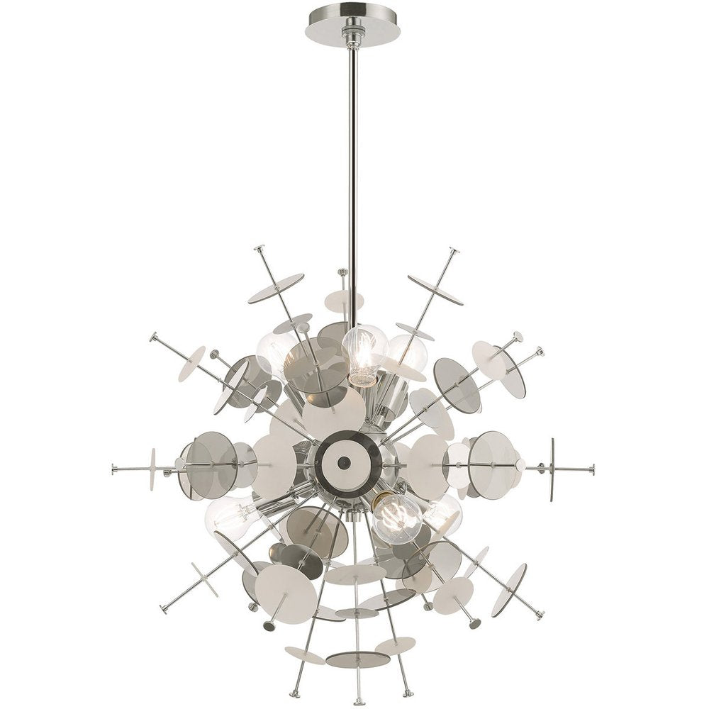 Six Light Dimmable Chandelier With Shades HomeRoots
