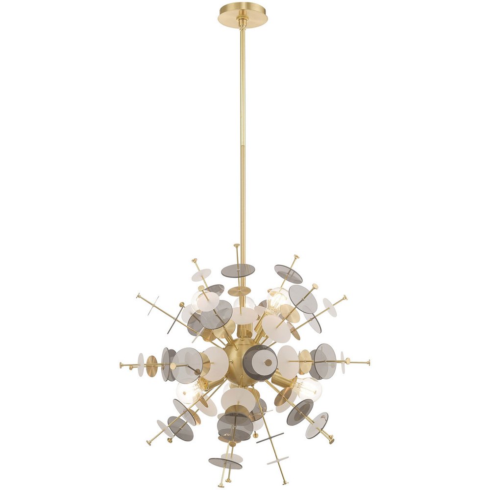 Brass Six Light Metal Dimmable Chandelier With Shades HomeRoots