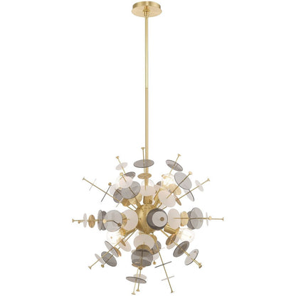 Brass Six Light Metal Dimmable Chandelier With Shades HomeRoots