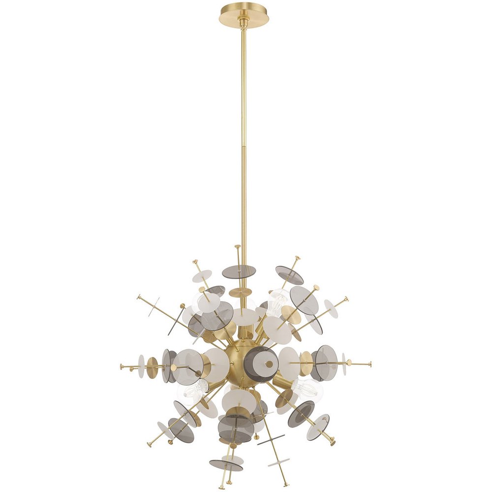 Brass Six Light Metal Dimmable Chandelier With Shades HomeRoots