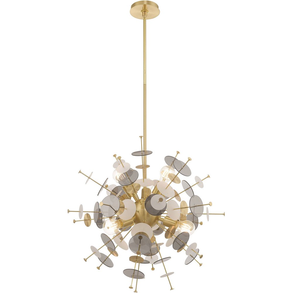 Brass Six Light Metal Dimmable Chandelier With Shades HomeRoots