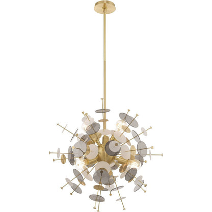 Brass Six Light Metal Dimmable Chandelier With Shades HomeRoots