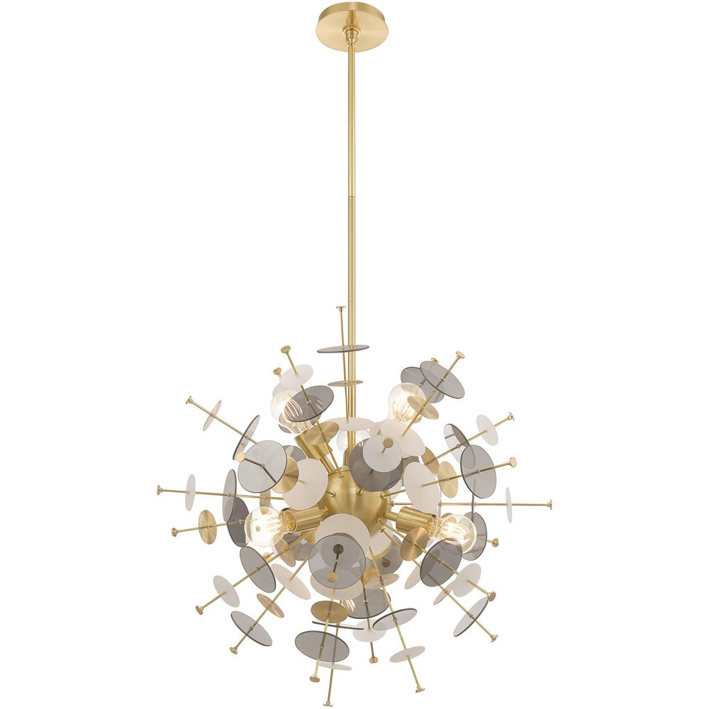 Brass Six Light Metal Dimmable Chandelier With Shades HomeRoots
