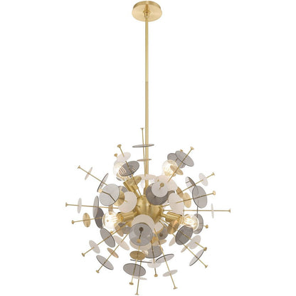 Brass Six Light Metal Dimmable Chandelier With Shades HomeRoots