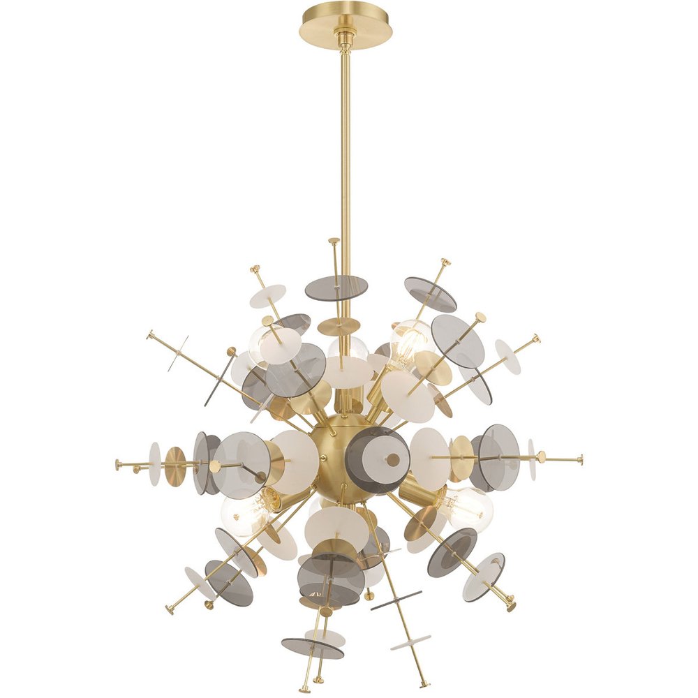 Brass Six Light Metal Dimmable Chandelier With Shades HomeRoots