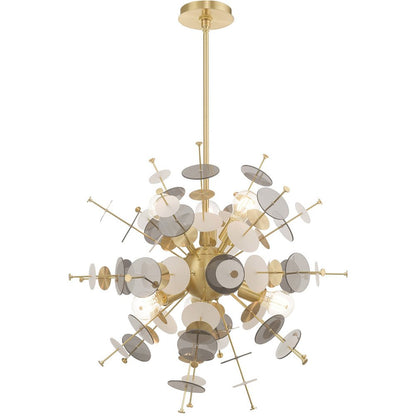Brass Six Light Metal Dimmable Chandelier With Shades HomeRoots