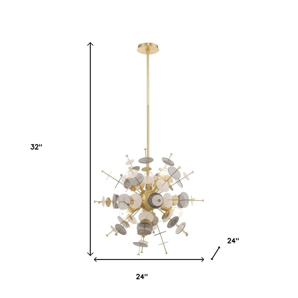 Brass Six Light Metal Dimmable Chandelier With Shades HomeRoots