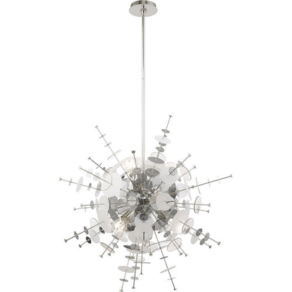 Silver Six Light Metal Dimmable Chandelier With Shades HomeRoots