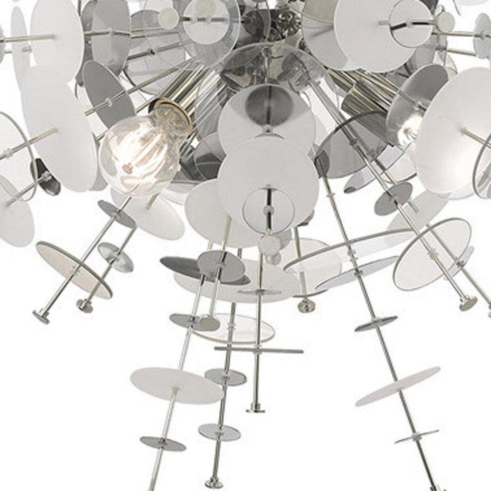 Silver Six Light Metal Dimmable Chandelier With Shades HomeRoots