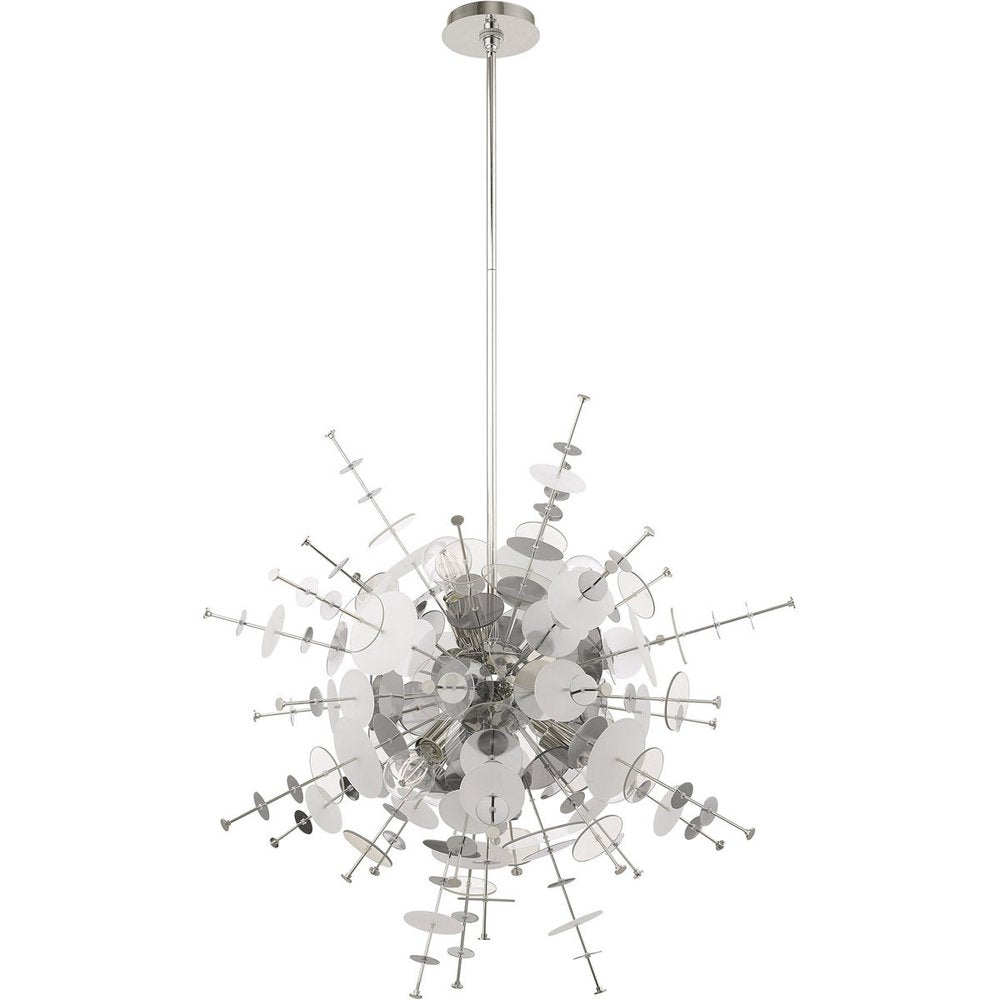 Silver Six Light Metal Dimmable Chandelier With Shades HomeRoots
