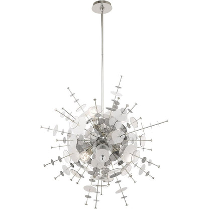 Silver Six Light Metal Dimmable Chandelier With Shades HomeRoots