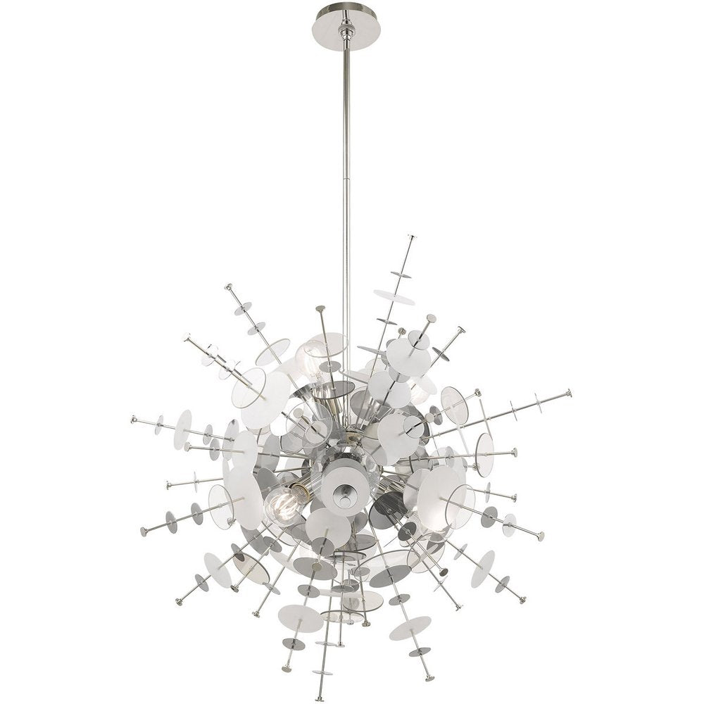 Silver Six Light Metal Dimmable Chandelier With Shades HomeRoots