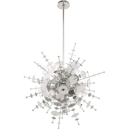 Silver Six Light Metal Dimmable Chandelier With Shades HomeRoots