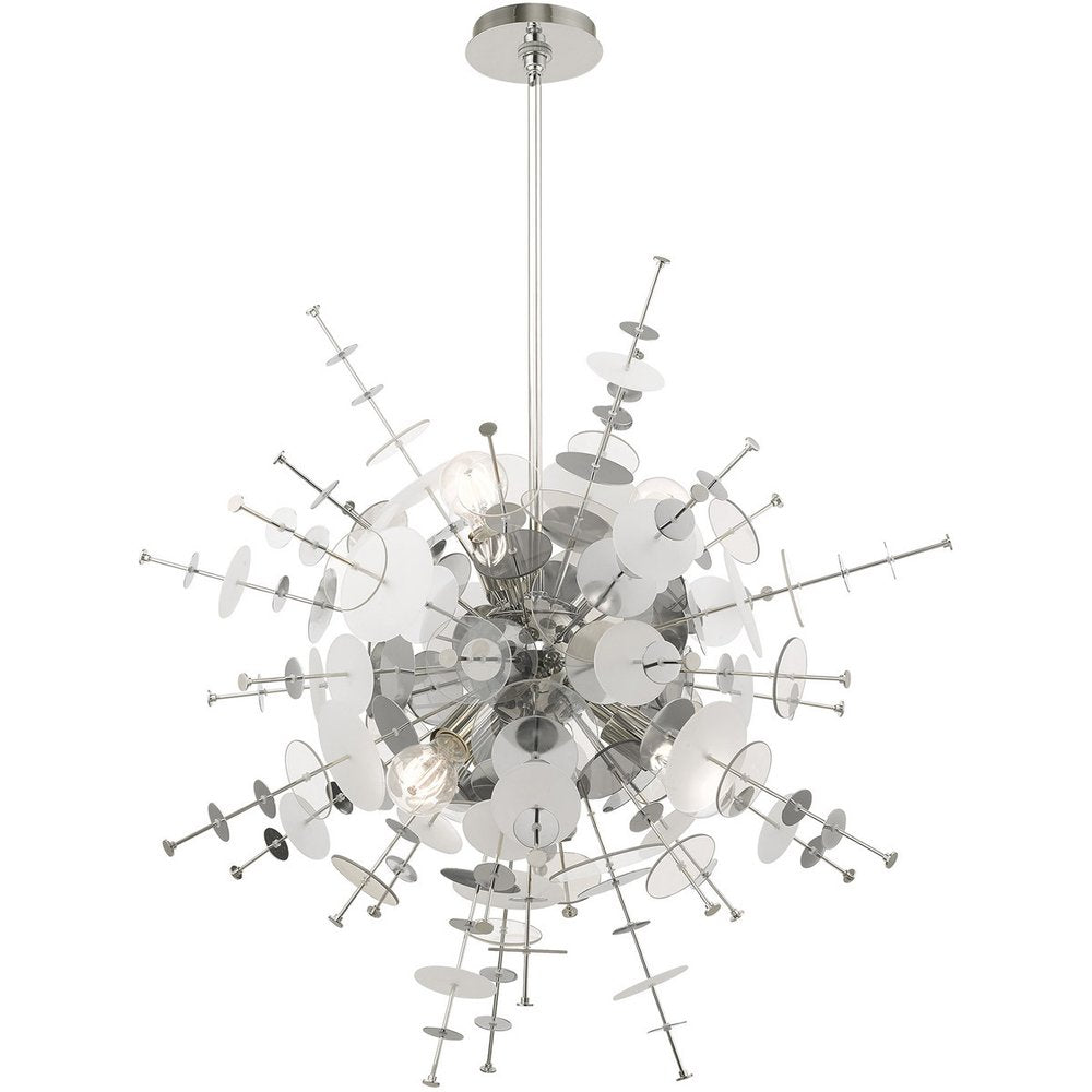 Silver Six Light Metal Dimmable Chandelier With Shades HomeRoots
