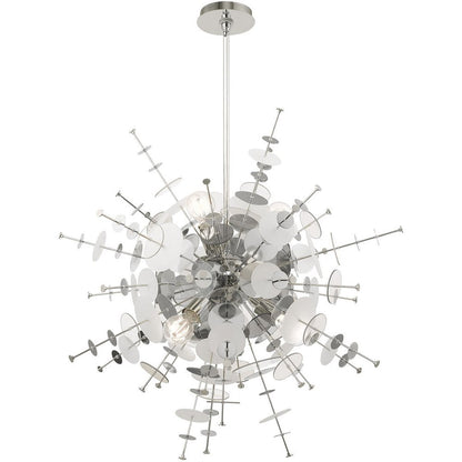 Silver Six Light Metal Dimmable Chandelier With Shades HomeRoots