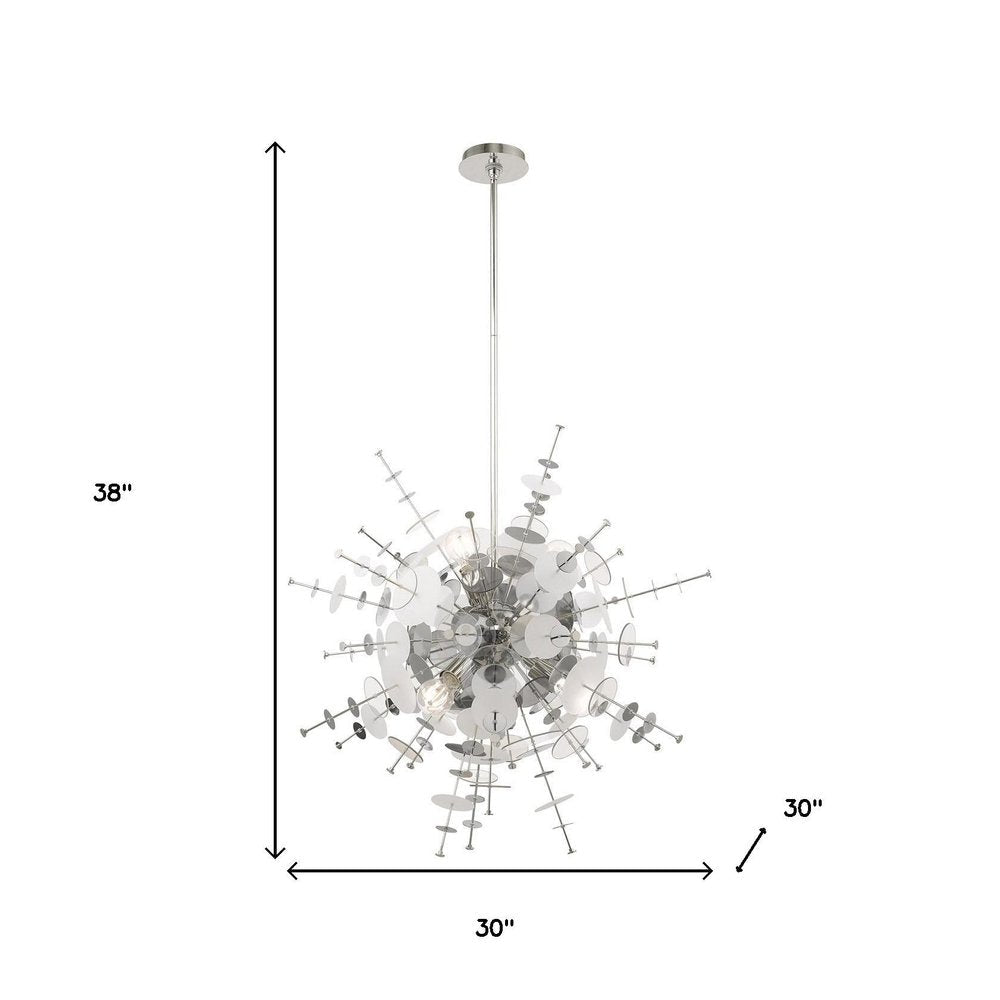 Silver Six Light Metal Dimmable Chandelier With Shades HomeRoots