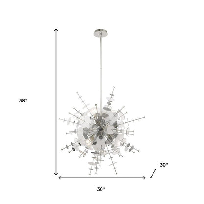 Silver Six Light Metal Dimmable Chandelier With Shades HomeRoots