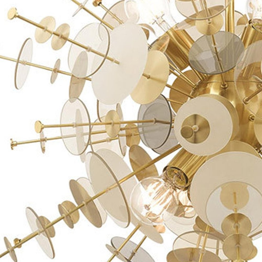 Brass Six Light Metal Dimmable Chandelier With Shades HomeRoots