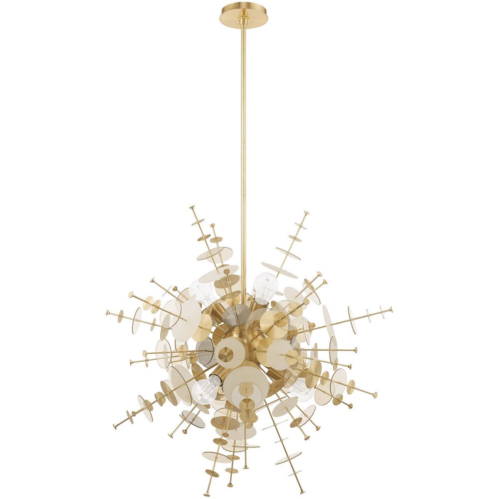 Brass Six Light Metal Dimmable Chandelier With Shades HomeRoots
