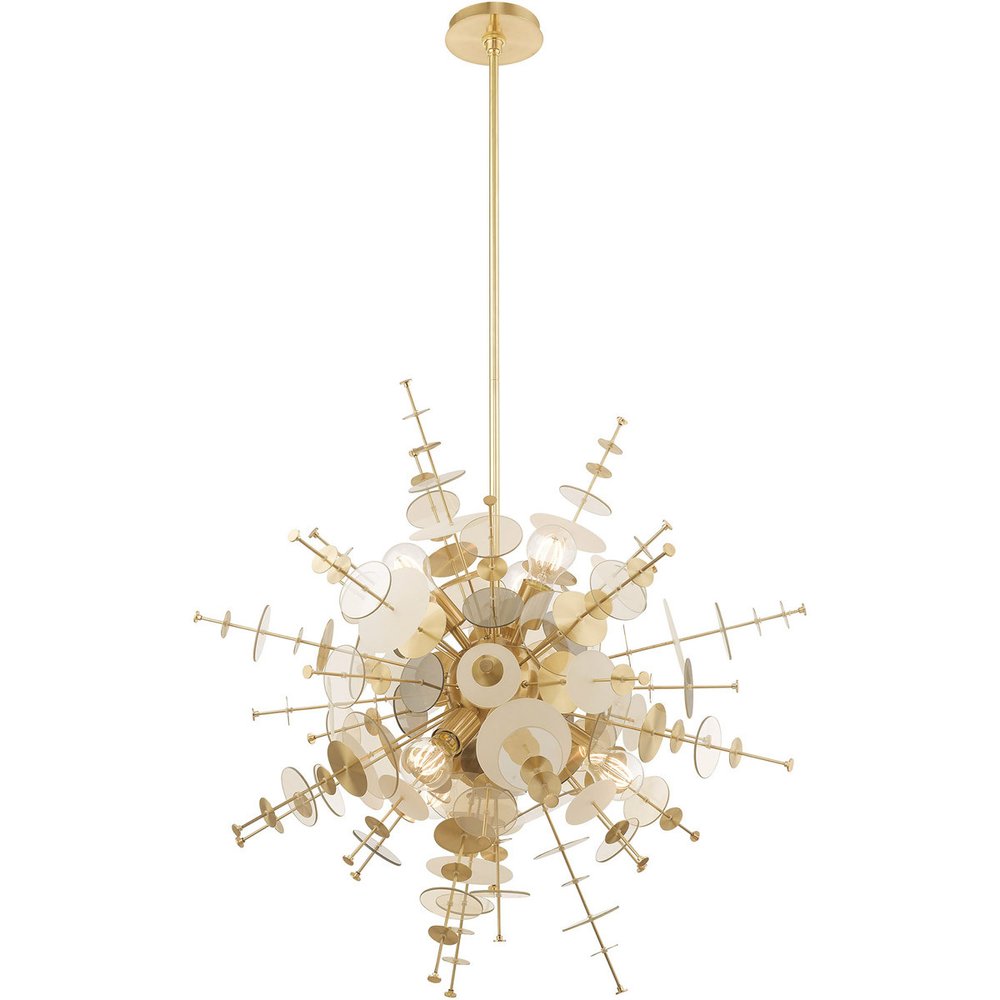 Brass Six Light Metal Dimmable Chandelier With Shades HomeRoots