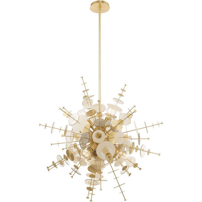 Brass Six Light Metal Dimmable Chandelier With Shades HomeRoots