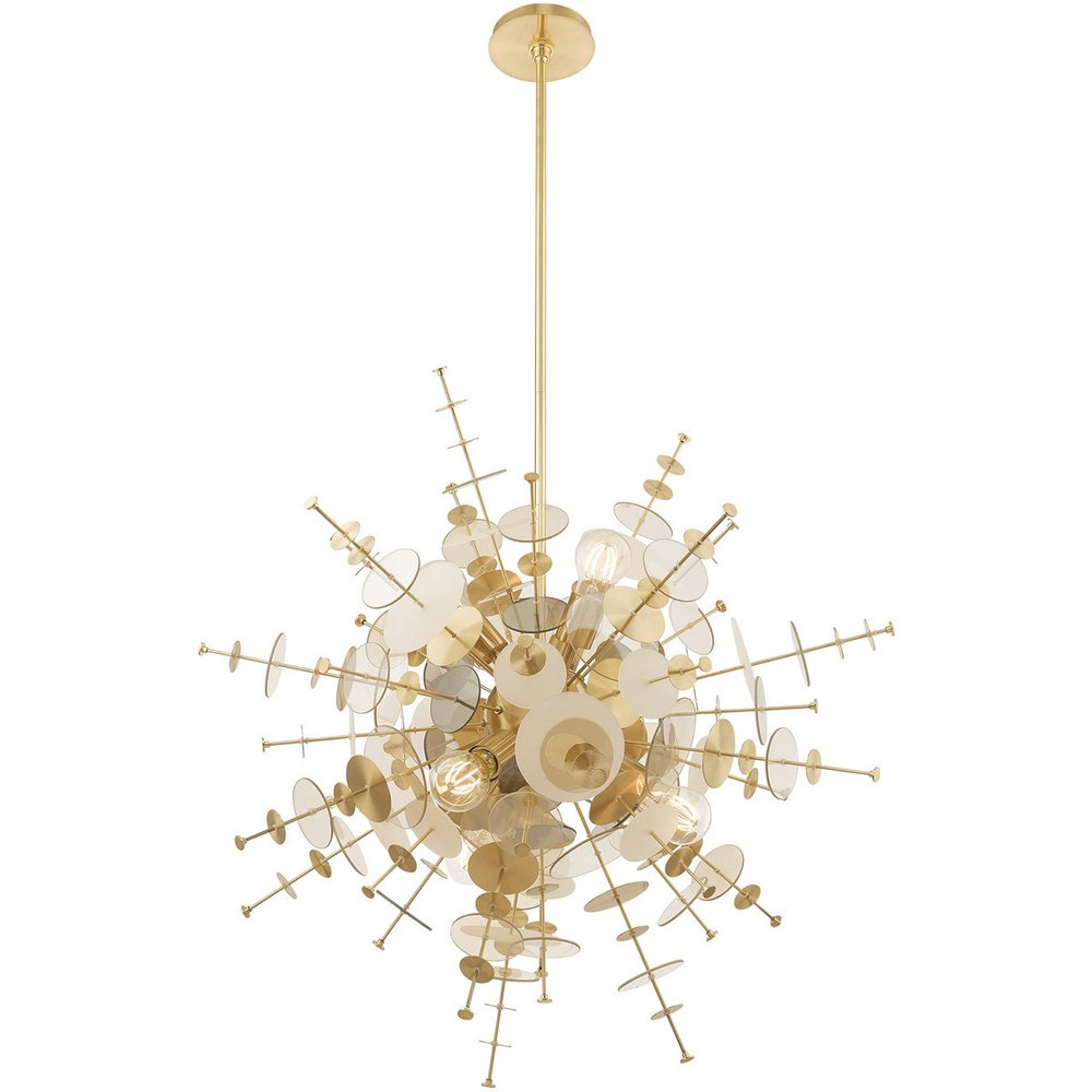 Brass Six Light Metal Dimmable Chandelier With Shades HomeRoots