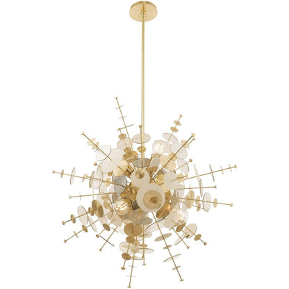 Brass Six Light Metal Dimmable Chandelier With Shades HomeRoots