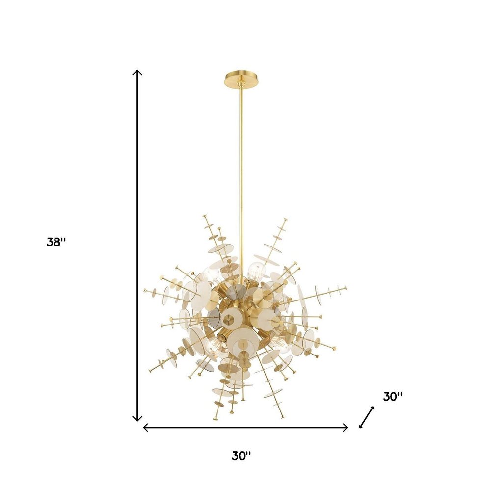 Brass Six Light Metal Dimmable Chandelier With Shades HomeRoots