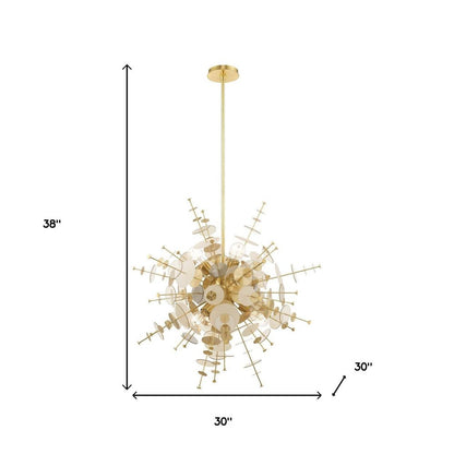 Brass Six Light Metal Dimmable Chandelier With Shades HomeRoots