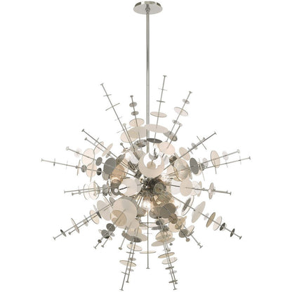 Silver Twelve Light Metal Dimmable Chandelier With Shades HomeRoots
