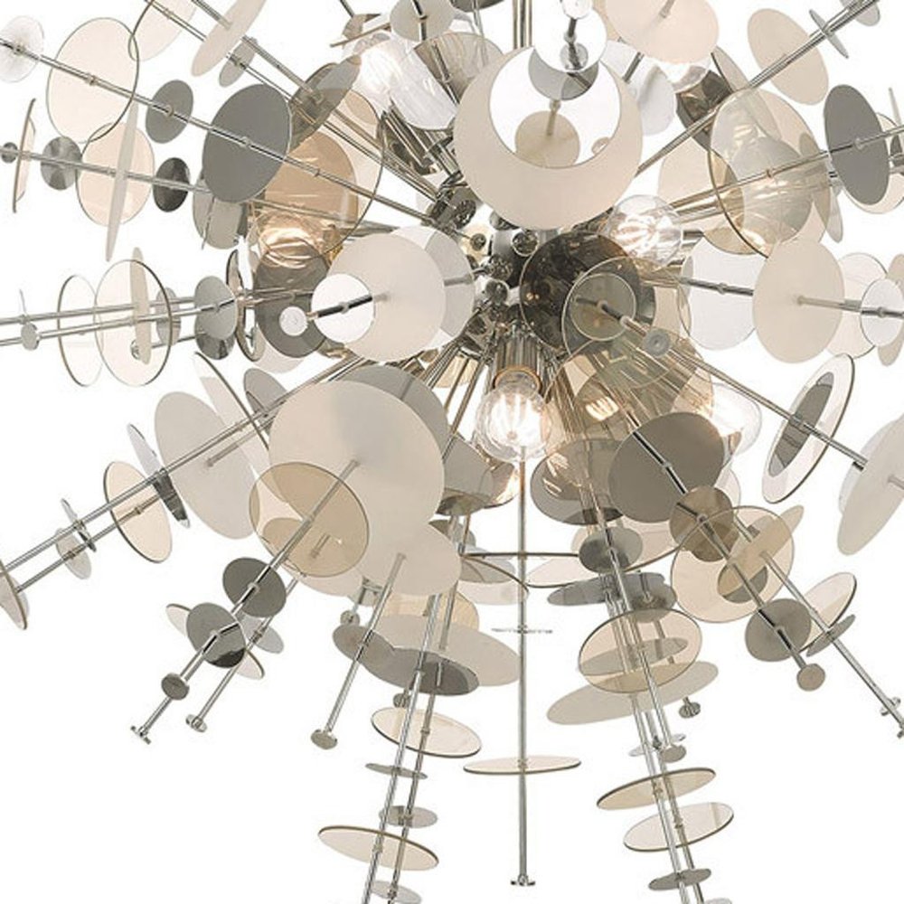 Silver Twelve Light Metal Dimmable Chandelier With Shades HomeRoots