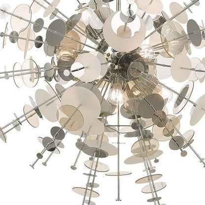 Silver Twelve Light Metal Dimmable Chandelier With Shades HomeRoots