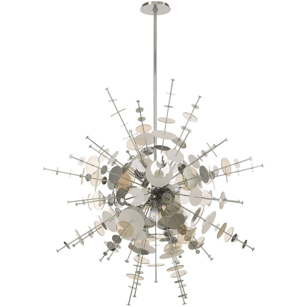 Silver Twelve Light Metal Dimmable Chandelier With Shades HomeRoots