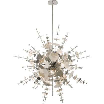 Silver Twelve Light Metal Dimmable Chandelier With Shades HomeRoots