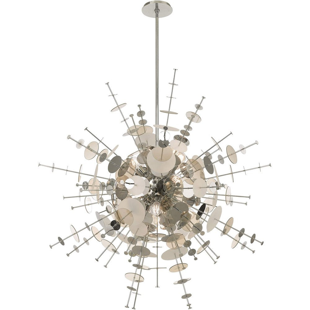 Silver Twelve Light Metal Dimmable Chandelier With Shades HomeRoots