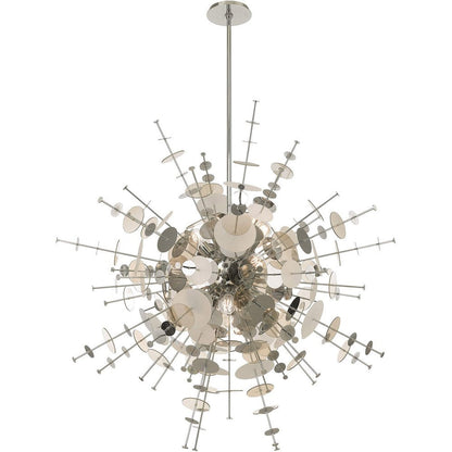 Silver Twelve Light Metal Dimmable Chandelier With Shades HomeRoots