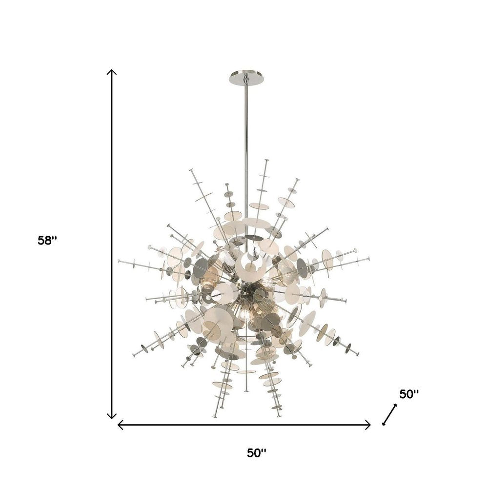 Silver Twelve Light Metal Dimmable Chandelier With Shades HomeRoots