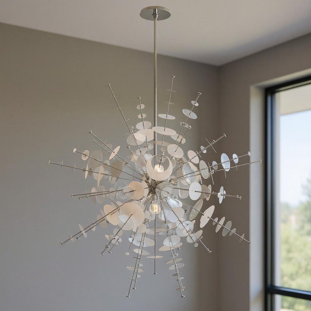 Silver Twelve Light Metal Dimmable Chandelier With Shades HomeRoots