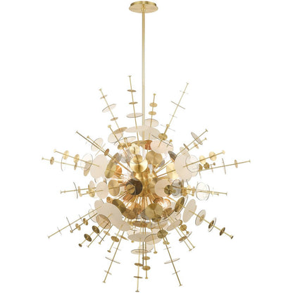 Brass Twelve Light Metal Dimmable Chandelier With Shades HomeRoots