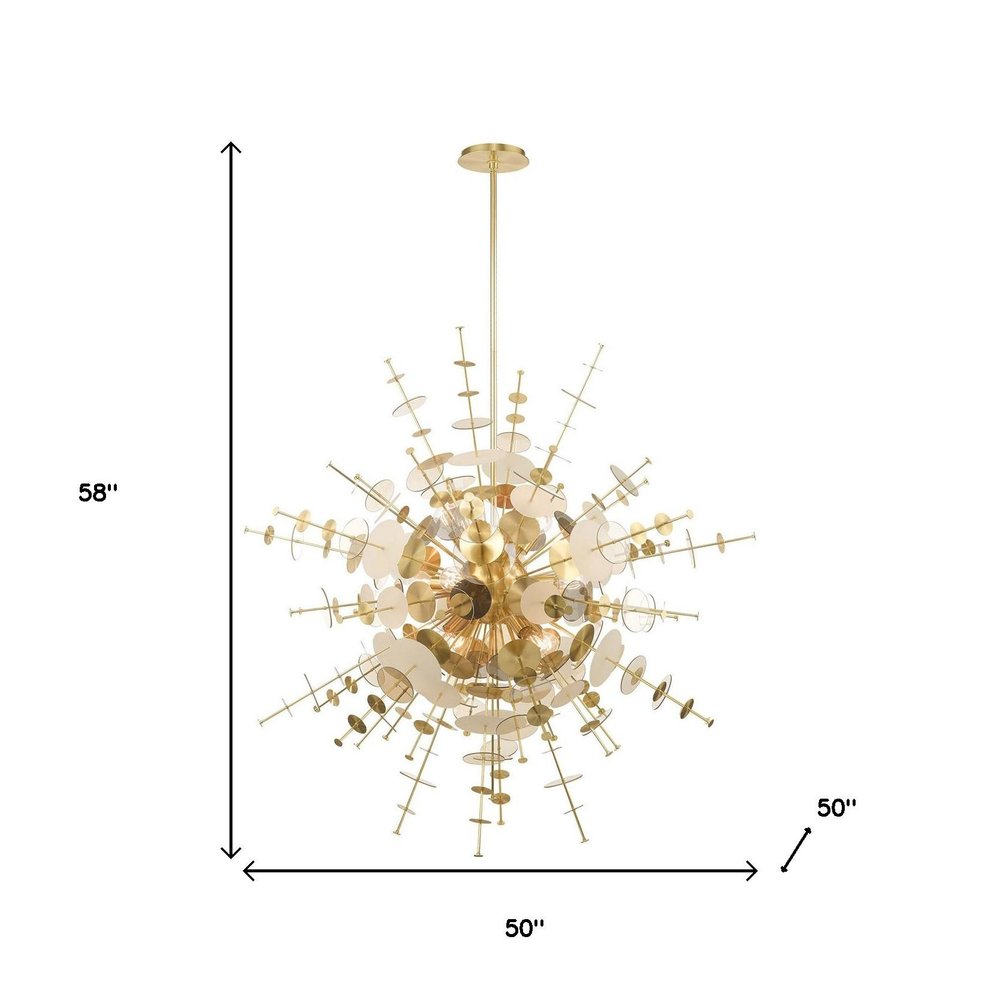 Brass Twelve Light Metal Dimmable Chandelier With Shades HomeRoots