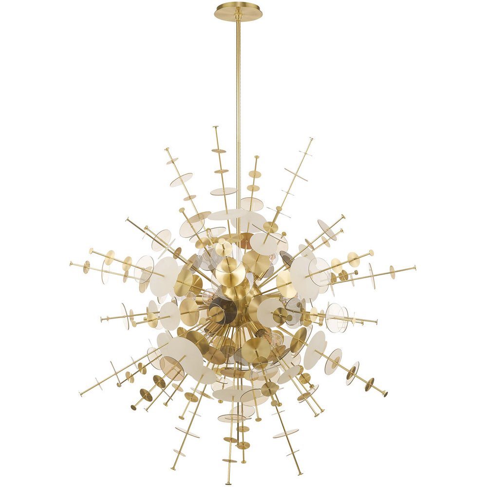 Brass Twelve Light Metal Dimmable Chandelier With Shades HomeRoots